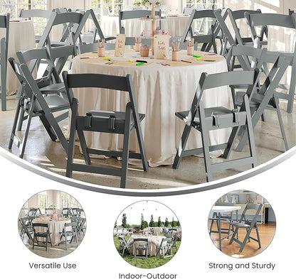 Flash Furniture Hercules Set of 10 Kids Gray Resin Folding Chair with Gray Vinyl Padded Seat