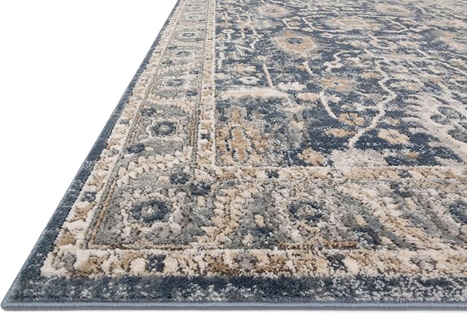 Loloi Teagan Collection TEA-03 Denim/Pebble 11'-6" x 15' Area Rug, Large, Soft Neutral Rug, High-Traffic for Living Room, Bedroom, Home Office, Dining Area