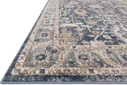 Loloi Teagan Collection TEA-03 Denim/Pebble 11'-6" x 15' Area Rug, Large, Soft Neutral Rug, High-Traffic for Living Room, Bedroom, Home Office, Dining Area