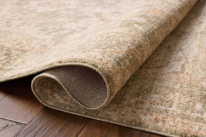 Loloi Chris Loves Julia Palma Collection PLM-08 Olive/Spice 5'-3" x 7'-6" Fringe Area Rug Vintage Style Boho Living Room Bedroom Carpet