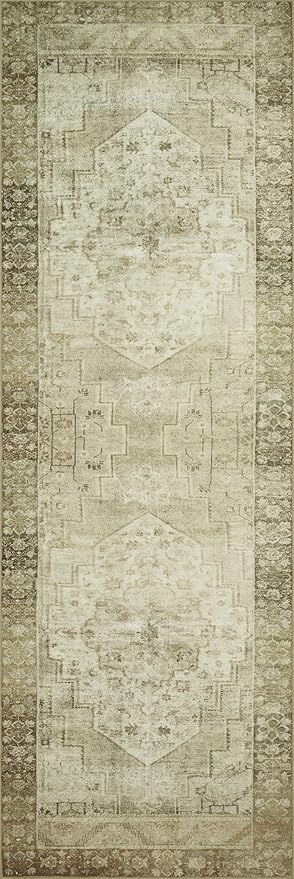Loloi Magnolia Home by Joanna Gaines Banks Collection BAN-06 Natural/Granite 2'-6" x 7'-6", .13" Pile Height, Machine Washable, Runner Rug