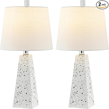 JONATHAN Y JYL1037B-SET2 Owen 20.5" Resin LED Table Lamp Contemporary, Office, Living Room, Family Room, Dining Room, Bedroom, Hallway, Foyer, White Terrazzo (Set of 2)