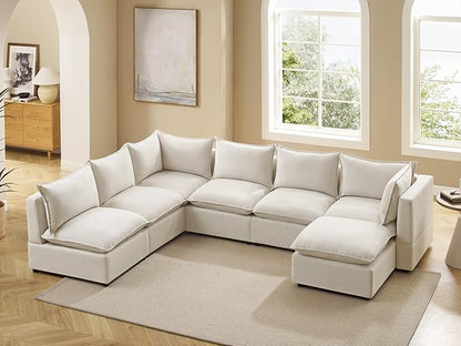 VANOMi Modular Sectional Sofa, 6 Seater Sleeper Sectional Sofa Modular Sectional Couch for Living Room, Sofa Bed-M