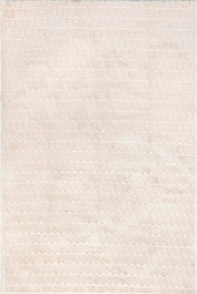 nuLOOM 5' x 8' Cozy Plush Area Rug, Machine Washable, Non-Slip, Soft Fluffy Shag Carpet for Living Room Bedroom Kids Room Nursery Home Decor, Nia Beige