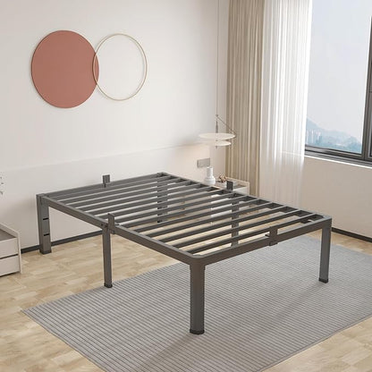 ROIL 12 inch Twin Bed Frames with Headboard Hole and Round Corner Legs Mattress Retainers 3500LBS Heavy Duty Steel Slats No Box Spring Needed Platform Noise-Free Easy Assembly