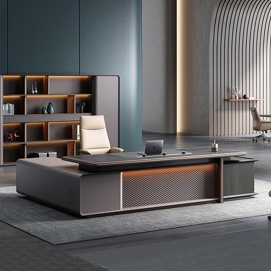 Modern Executive Desk, 94.5 inch L Shaped Desk with Storage, L Shape Corner Desk Drawers and Lockable Storage No Installation Required, Without Desk or Computer Chair (Filing Cabinet)