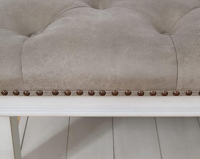 Signature Design by Ashley Kanwyn French Country Upholstered Square Ottoman Coffee Table, Whitewash