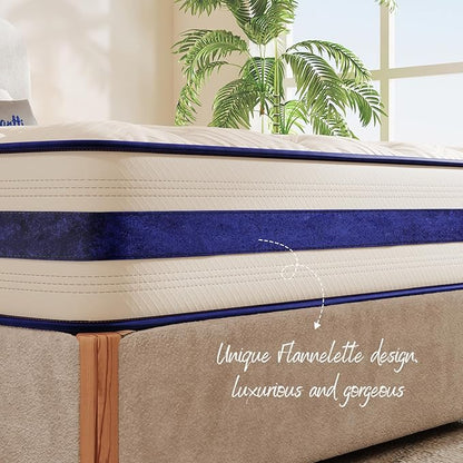 Vesgantti Full Size Mattress, 10 Inch Innerspring Hybrid Mattress in a Box with Memory Foam, Durable Support & Pressure Relief, Medium Firm Feel