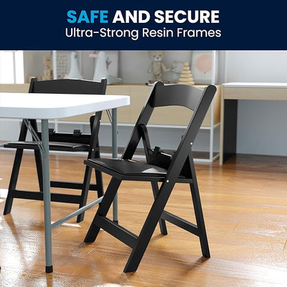 Flash Furniture Hercules Set of 10 Kids Black Resin Folding Chair with Black Vinyl Padded Seat