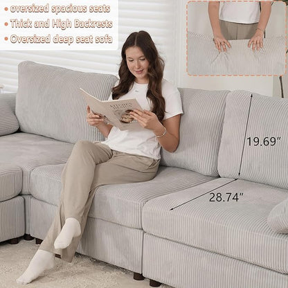 EASE MOOSE Oversized Modular Sectional Sofa, Extra Large L Shape Sectional Cloud Couch,Comfty Deep Seat Wide Modular Sofa for Living Room Removable Cover