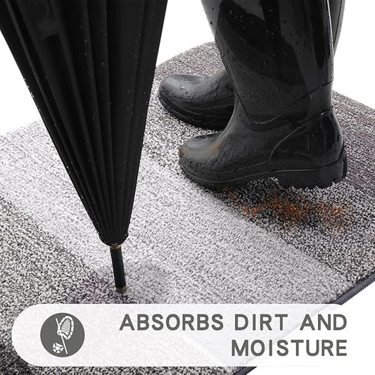 Kitinjoy Indoor Outdoor Door Mat, 36x24 Non-Slip Absorbent Dirt Trapper, Low-Profile Washable Inside Entrance Front Floor Mat, Sturdy Soft Entry Doormats for Entryway, Light Grey