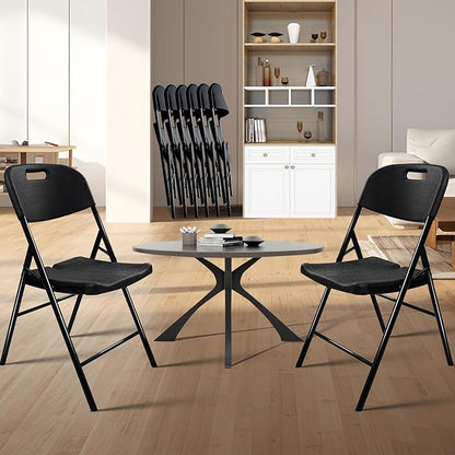 8 Pack Folding Chair, 700 lb Weight Capacity,Indoor/Outdoor Heavy Duty Foldable Chairs for Restaurants, Kitchens, Picnics, Races, Parties & Weddings. (8, Black)