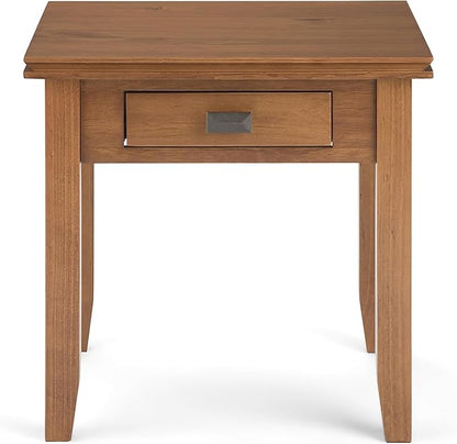 SIMPLIHOME Artisan SOLID WOOD 21 inch Wide Square Transitional End Side Table in Honey Brown for the Living Room and Bedroom