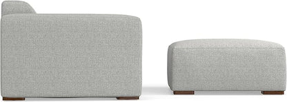 SIMPLIHOME Rex Modular Sofa and Ottoman Set in 100% Recycled Polyester Tightly Woven Performance Fabric, Pale Grey, 122-inch-wide 3-Seater Couch and Matching 34-inch-wide Ottoman for Living Room
