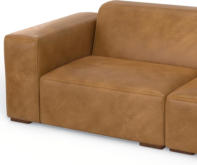 SIMPLIHOME Rex U-Shaped Sectional Modular Sofa in Full-Grain Genuine Leather, Sienna, 144-inches Wide, Handcrafted Modern-Style Large Leather Couch for Living Room