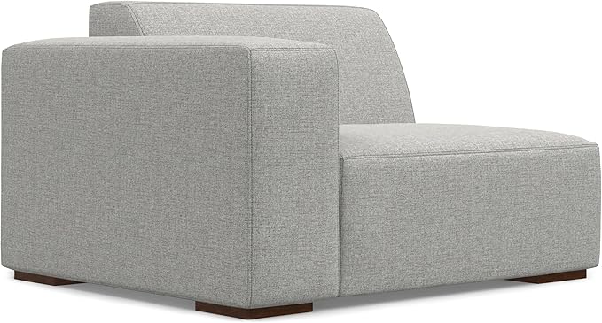 SIMPLIHOME Rex Modular Sofa and Ottoman Set in 100% Recycled Polyester Tightly Woven Performance Fabric, Pale Grey, 122-inch-wide 3-Seater Couch and Matching 34-inch-wide Ottoman for Living Room