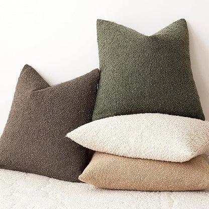 Foindtower Pack of 2 Textured Boucle Throw Pillow Covers Accent Solid Decorative Lumbar Pillow Cases Cozy Couch Cushion Case for Chair Sofa Bedroom Living Room Home Decor 12x20 Inch Moss Green