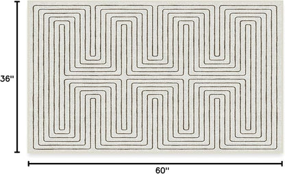 RUGGABLE x Jonathan Adler Machine Washable Modern Area Rug – Labyrinth Camel/Ivory 3x5, Stain-Resistant, Non-Slip – Small Rugs for Living Room, Bedroom, Hallway, Entryway & Office–with Standard Pad