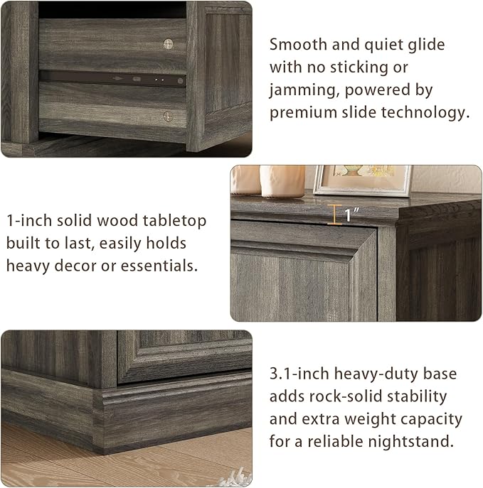 Farmhouse 5 Drawers Dresser for Bedroom, 44" Tall Grey dresser Wood Rustic Chest of Drawers with Wide Metal Handle,Natural Texture,Drawer Organizer for Bedroom,Living Room,Hallway and Entryway
