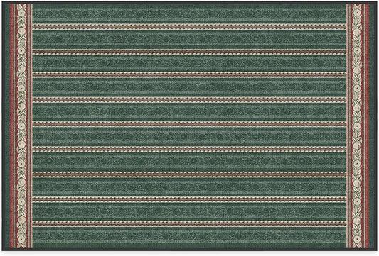 RUGGABLE x Morris & Co Machine Washable Area Rug – Fruit Stripe Spruce Green 2x3, Stain-Resistant, Non-Slip – Small Rugs for Living Room, Bedroom, Hallway, Entryway & Bathroom–with Cushioned Pad