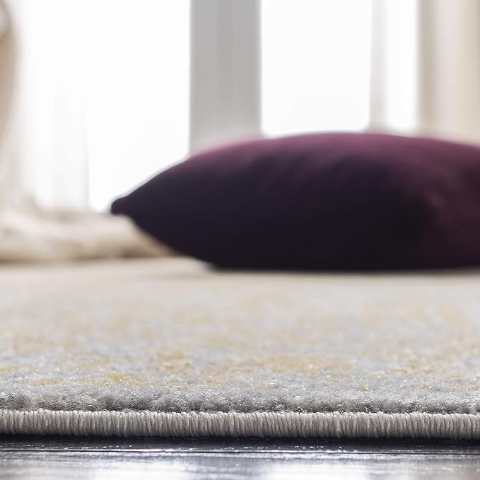 SAFAVIEH Evoke Collection Area Rug - 6'7" Square, Ivory & Gold, Distressed Design, Non-Shedding & Easy to Clean, Ideal for Living Room, Bedroom, Dining Space (EVK256B)