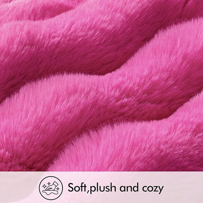MIULEE Faux Fur Pillow Covers Thick Soft Plush Throw Pillows Luxury Home Decor for Couch Bed Bedroom Living Room Sofa,18x18 Inch Pack of 2 Hot Pink