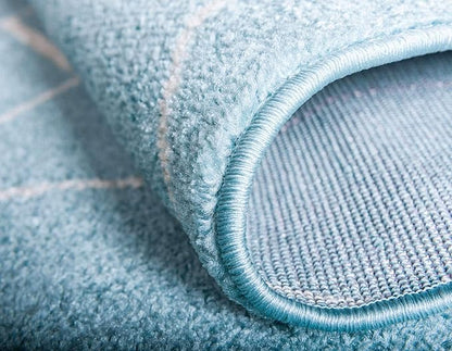 Unique Loom Trellis Frieze Collection Area Rug - Geometric (9' x 12' 2", Light Blue/ Ivory)