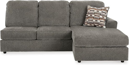 Signature Design by Ashley O'Phannon Casual Left-Arm Facing Herringbone Chenille 2-Piece Sectional with Chaise, Loose Seat Cushions and 2 Throw Pillows, Gray