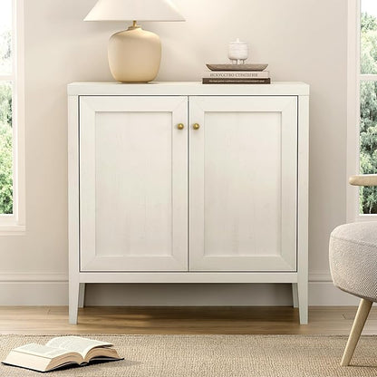 Sideboard Buffet Cabinets Set of 3 with Adjusable Shelves, Farmhouse Storage Cabinet, Credenza, Accent Cabinet, Kitchen Coffee Bar Console Table for Living Dining Room, Antique White