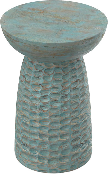 SIMPLIHOME Boyd 13-inch Wide Solid Mango End Table in Teal Wash, Contemporary-Style Accent Table for Living Room, Bedroom, or Family Room, Assembled
