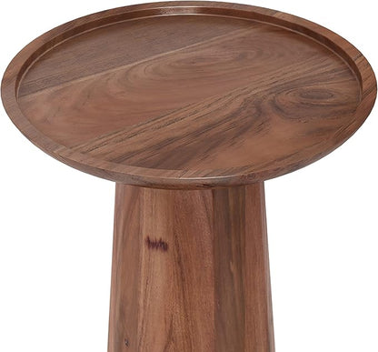 SIMPLIHOME Dayton SOLID ACACIA WOOD 13 inch Wide Round Contemporary Wooden Accent Table in Light Cognac, Fully Assembled for the Living Room and Bedroom