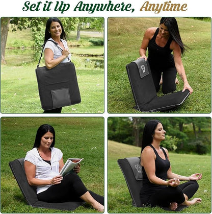 Japanese Meditation Floor Chair with Back Support for Adults - Premium Meditation Chair with Adjustable & Foldable Back for Seating, Yoga & Gaming — Folding Backjack Chairs with Backrest for Adults
