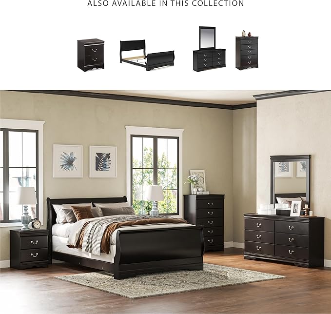 Signature Design by Ashley Huey Vineyard Classic 6 Drawer Dresser, BLack