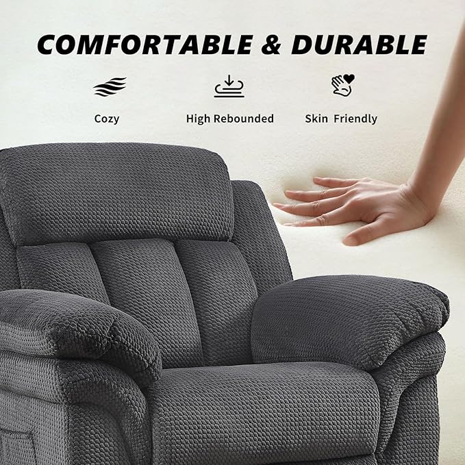 CANMOV Recliner Sofa Set, Oversize Power Lift Recliner Chair, Manual Loveseat and 3-Seat Sofa with Overstuffed Armrest for Living Room,Bedroom Furniture,Office,1+2+3 Seat Grey
