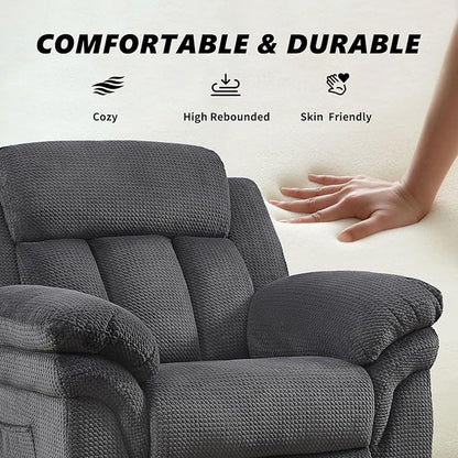 CANMOV Recliner Sofa Set, Manual Recliner Loveseat and 3-Seat Sofa with Overstuffed Armrest for Living Room,Bedroom Furniture,Office,2+3 Seat Grey