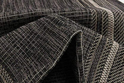 Unique Loom Outdoor Border Collection Area Rug - Soft Border (2' x 6' 1" Runner, Black/ Ivory)
