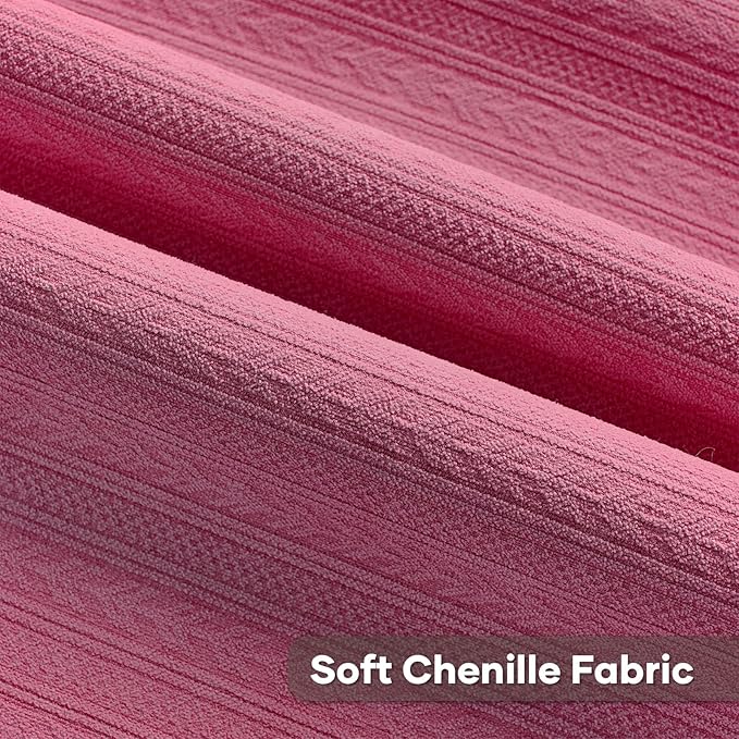 FUTEI Hot Pink Decorative Throw Pillow Covers 26x26 Inch Set of 2,Soft Cozy Wheat Ear Striped Patterns Euro Pillow Shams,Modern Home Decor for Couch Bed Living Room