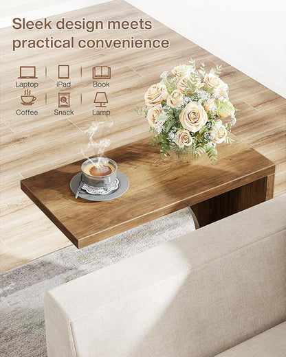 Tribesigns C-Shaped End Table for Couch, Sofa Side Table, C Table for Small Space, Living Room, Bedroom (1, Rustic Brown)