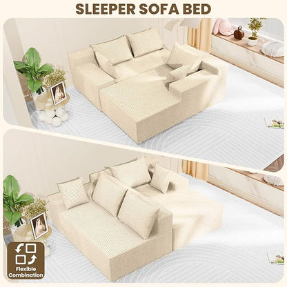 LEVELEVE 107" Cloud Sectional Couch with Deep Seat，Modern Modular Sofa with L-Shape Chaise，No Assembly Required, Upholstered Couches for Living Room Bedroom(Beige,Right Facing Chaise)