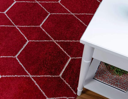 Unique Loom Trellis Frieze Collection Area Rug - Geometric (4' 1" Round Red/Ivory)