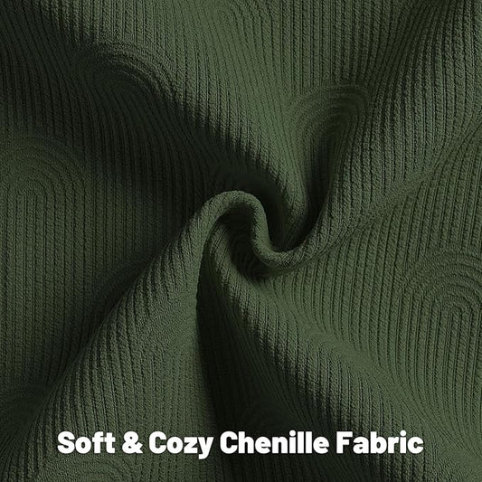FUTEI Christmas Dark Green Chenille Decorative Throw Pillow Covers 20x20 Inch Set of 2,Soft Cozy Striped Geometric Patterns Cushion Cases,Modern Home Decor for Couch Bed Living Room