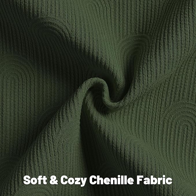 FUTEI Christmas Dark Green Chenille Decorative Throw Pillow Covers 22x22 Inch Set of 2,Soft Cozy Striped Geometric Patterns Cushion Cases,Modern Home Decor for Couch Bed Living Room