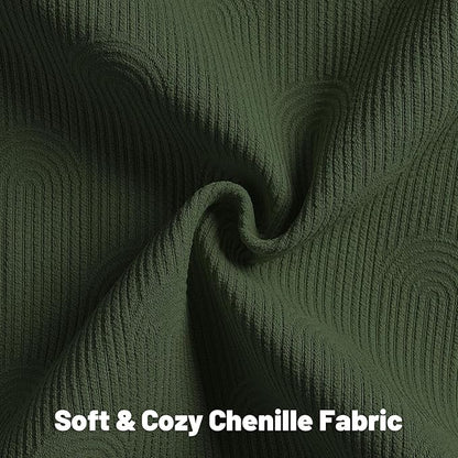FUTEI Christmas Dark Green Chenille Decorative Throw Pillow Covers 26x26 Inch Set of 2,Soft Cozy Striped Geometric Patterns Euro Pillow Shams,Modern Home Decor for Couch Bed Living Room