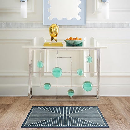 RUGGABLE x Jonathan Adler Machine Washable Modern Area Rug – Inkdrop Lapis Blue 2x3, Stain-Resistant, Non-Slip – Small Rugs for Living Room, Bedroom, Hallway, Entryway & Bathroom–with Standard Pad
