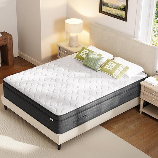 koorlian XL Twin Mattress 12 Inch - Cooling Hybrid Mattress in a Box for Back Pain Relief - Pocket Spring & Memory Foam | Fiberglass-Free, Medium Firm Feel, CertiPUR-US, 120 Nights Trial