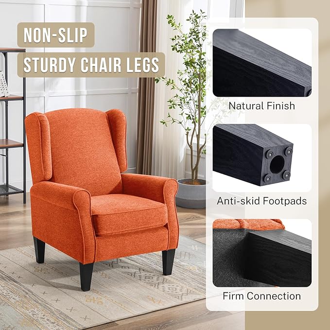 Accent Chair Set of 4, Modern Living Room Chairs with Wingback, Comfy Upholstered High Back Single Sofa for Bedroom, Mid-Century Reading Armchair Sillas para Sala