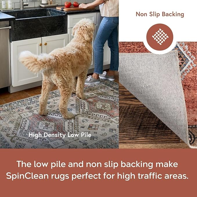 nuLOOM Nikita Faded Geometric Machine Washable Area Rug - 2x6 Machine Washable Runner Rug Contemporary Beige/Tans & Ivories Rugs for Living Room Bedroom Dining Room Entryway Hallway Kitchen