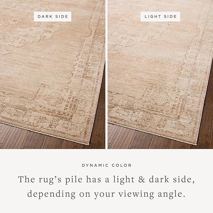 Loloi Chris Loves Julia Palma Collection PLM-02 Spice/Natural 2'-7" x 12'-0" Runner Rug Vintage Style Boho Living Room Bedroom Carpet
