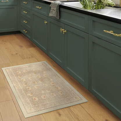 RUGGABLE x Morris & Co Machine Washable Area Rug – Pimpernel Vintage Stone 2x3, Stain-Resistant, Non-Slip – Small Rugs for Living Room, Bedroom, Hallway, Entryway & Bathroom–with Cushioned Pad