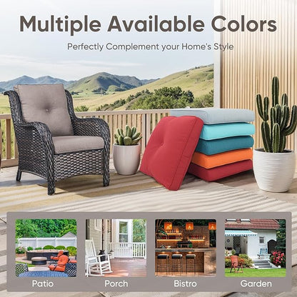 9-Piece Outdoor Patio Cushion Set - Fade & Water Resistant with Removable Olefin Cover, 22x24x4 Inch Memory Foam Cushions for Wicker Sectional Sofa – Grey/Buckle